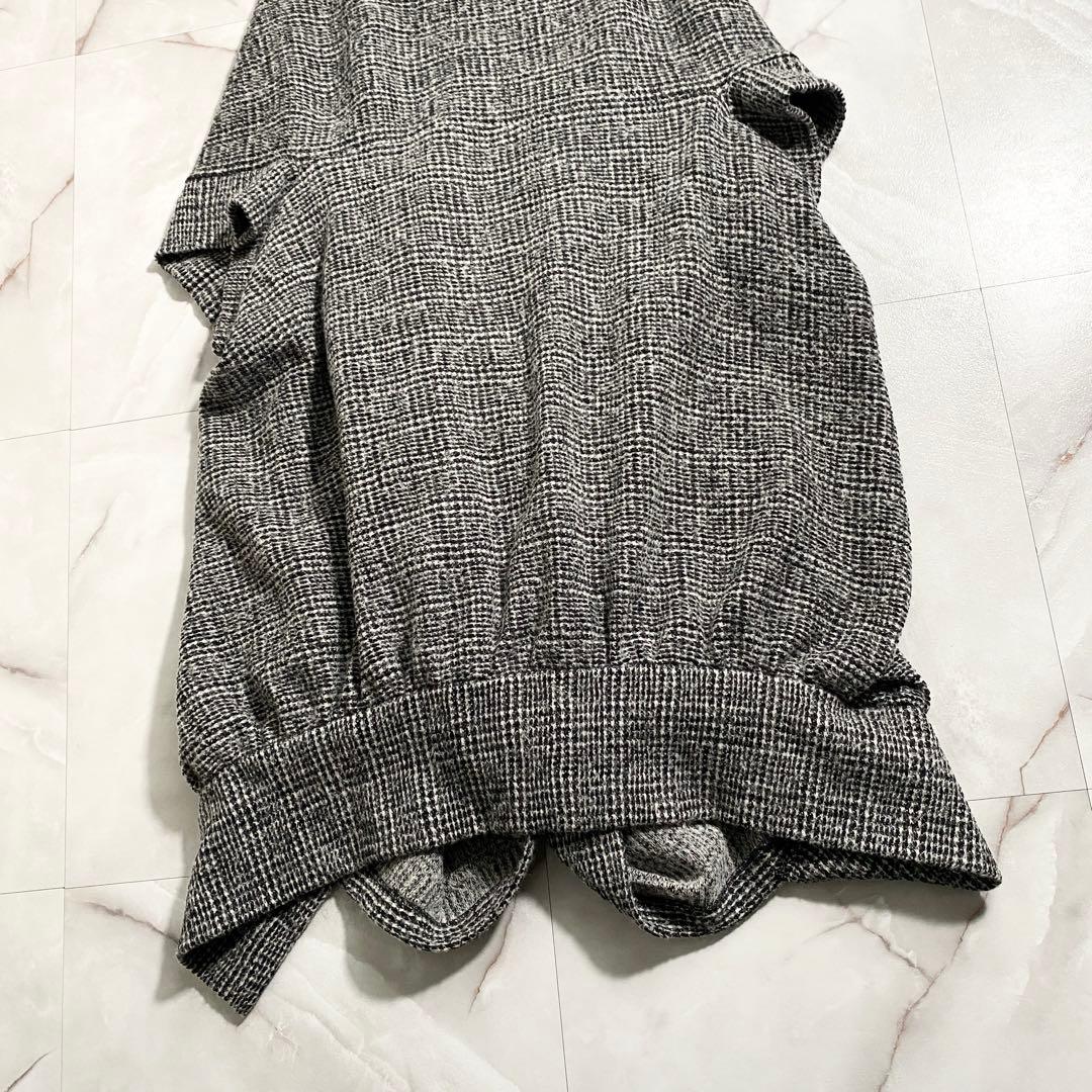 A18390 美品 リミフゥ ニットツイードドルマンコート グレンチェック S