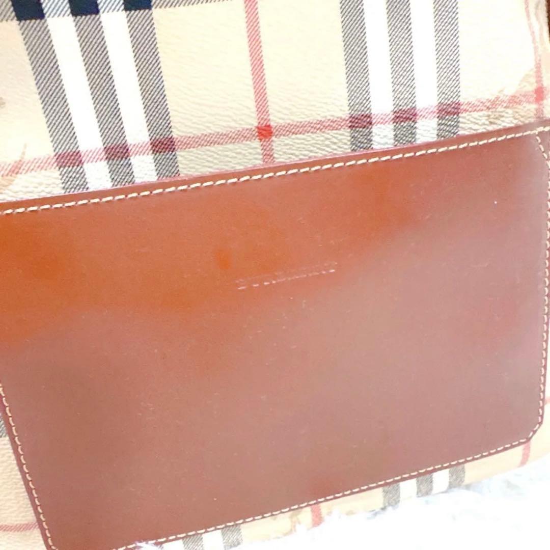 希少バーバリーロンドンノバチェックホースロゴレザー南京錠カギPVC大容量レア人気