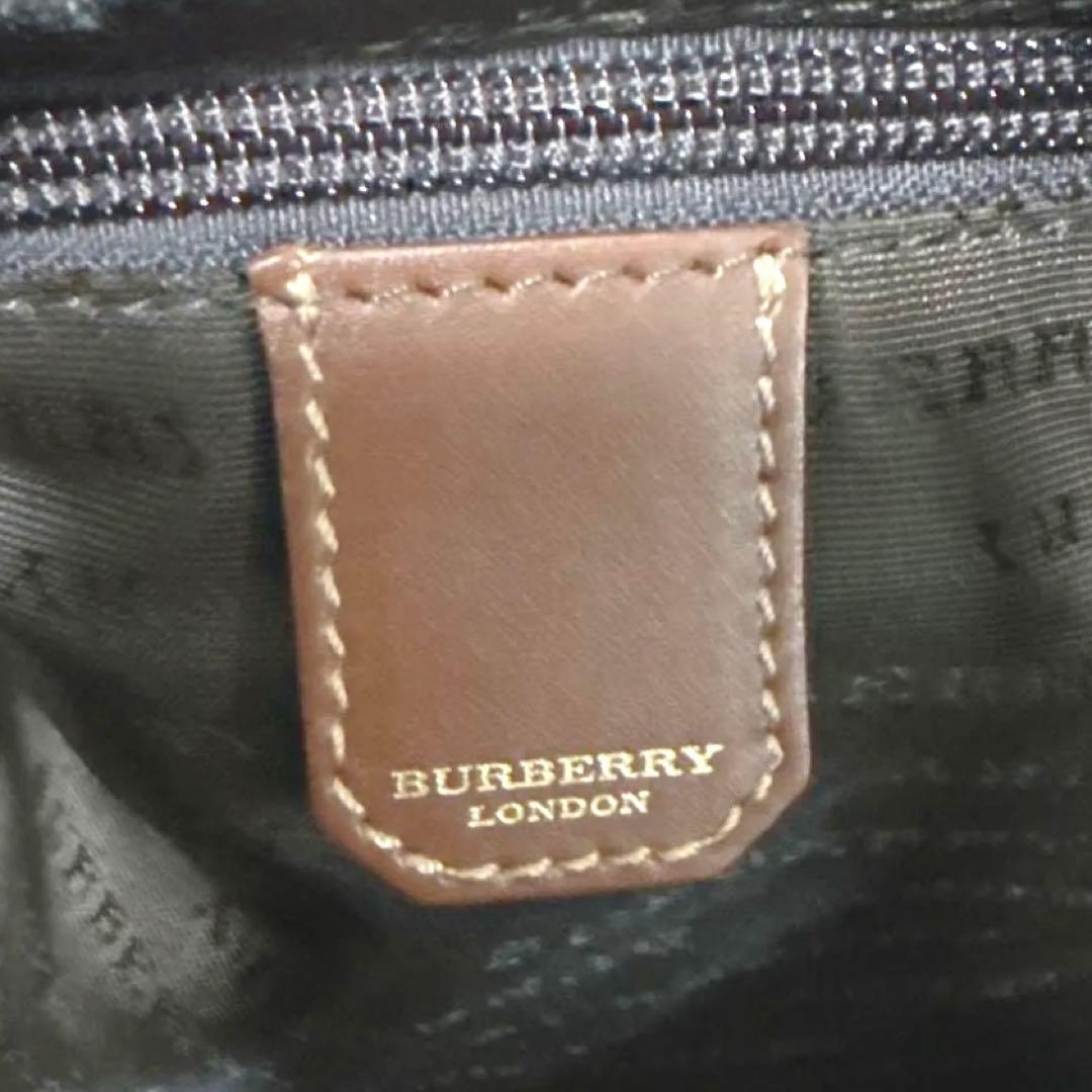 希少バーバリーロンドンノバチェックホースロゴレザー南京錠カギPVC大容量レア人気