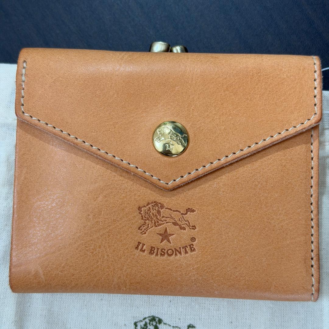 【新品未使用】イルビゾンテ 二つ折り がま口 財布 ヌメ ナチュラル