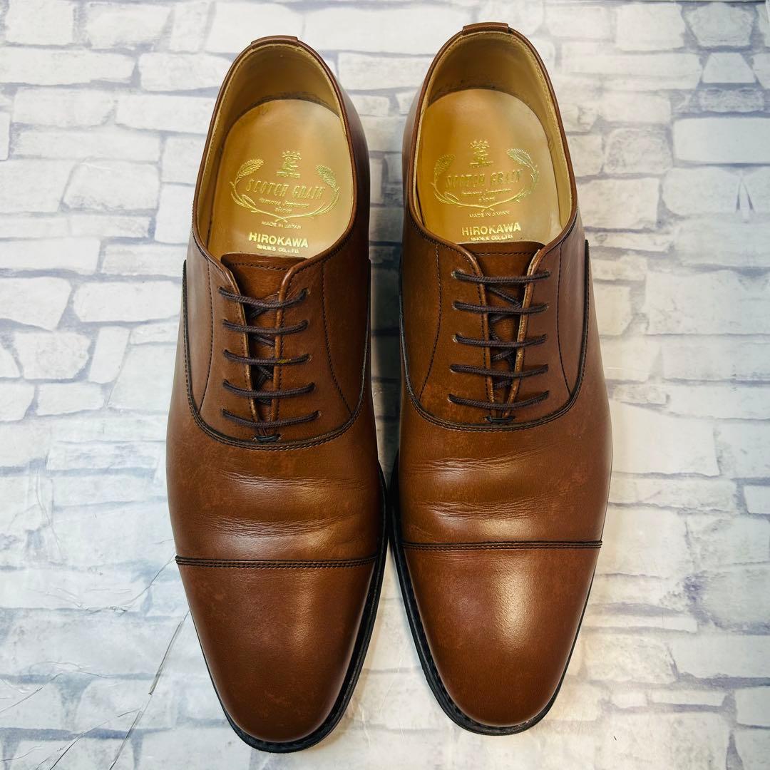 未使用級 SCOTCH GRAIN ストレートチップ 内羽根 ブラウン 25cm