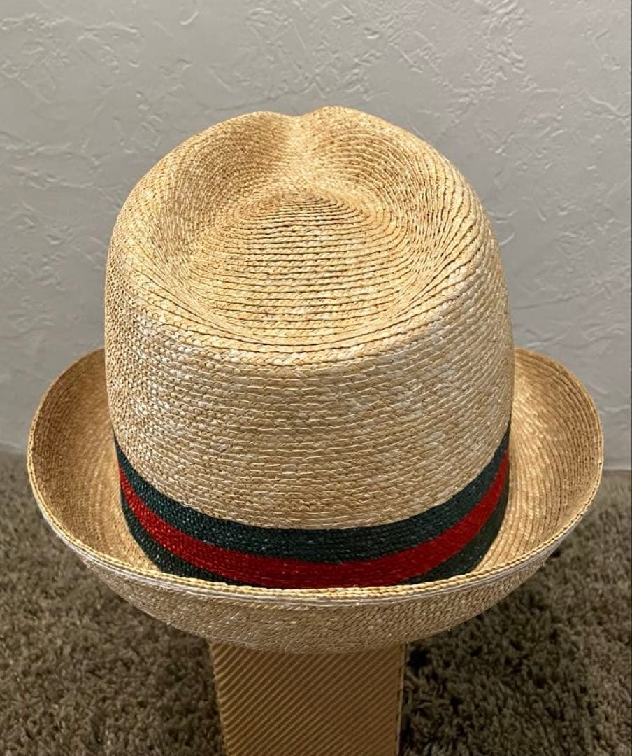 美品 GUCCI 麦わら帽子 ストローハット 中折れ帽子 57