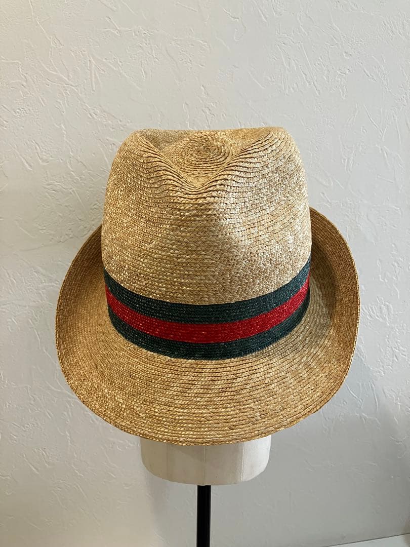 美品 GUCCI 麦わら帽子 ストローハット 中折れ帽子 57