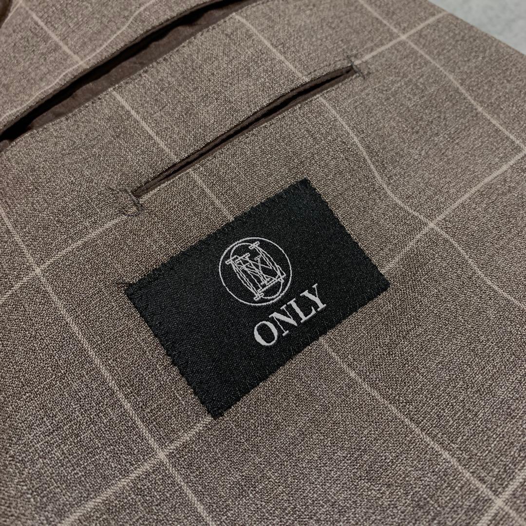 ONLY セットアップシングルスーツ REDA生地 チェック柄 ブラウン