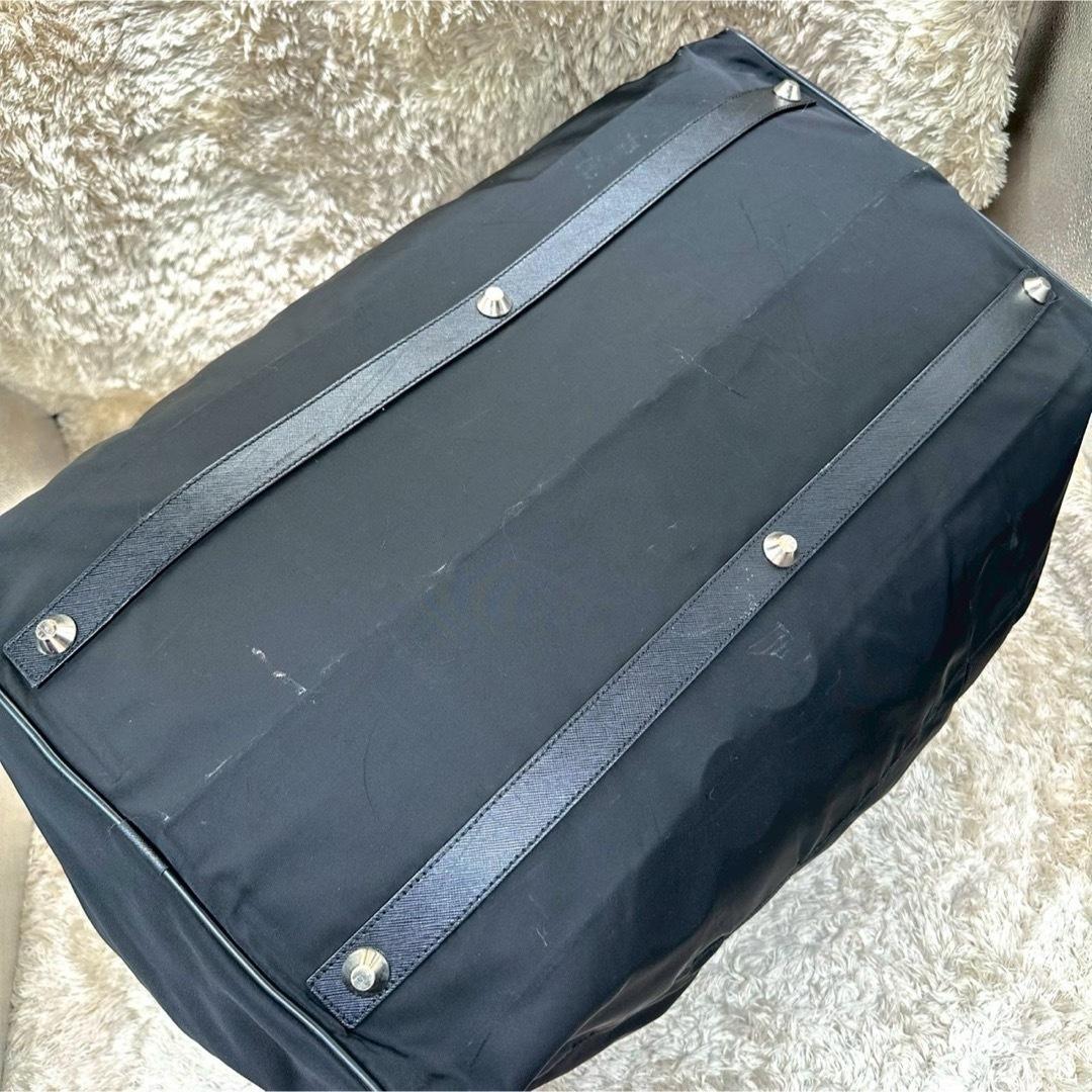 【美品】プラダ ボストンバッグ ブラック ナイロン 三角ロゴ ユニセックス