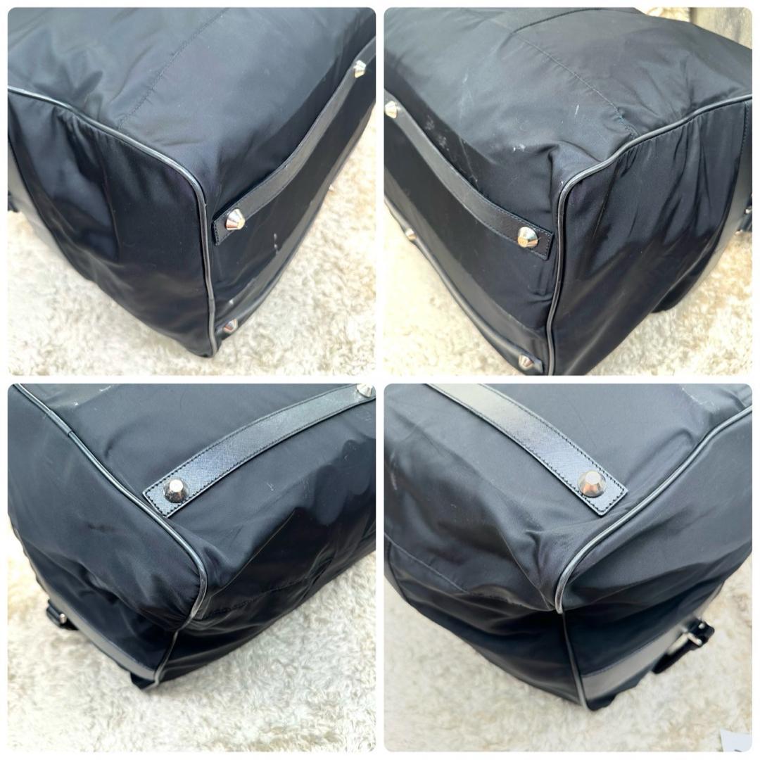 【美品】プラダ ボストンバッグ ブラック ナイロン 三角ロゴ ユニセックス