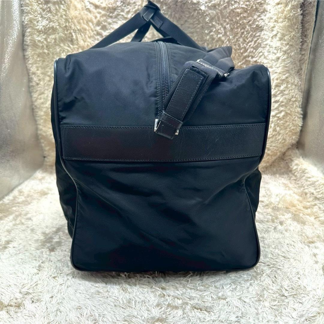 【美品】プラダ ボストンバッグ ブラック ナイロン 三角ロゴ ユニセックス