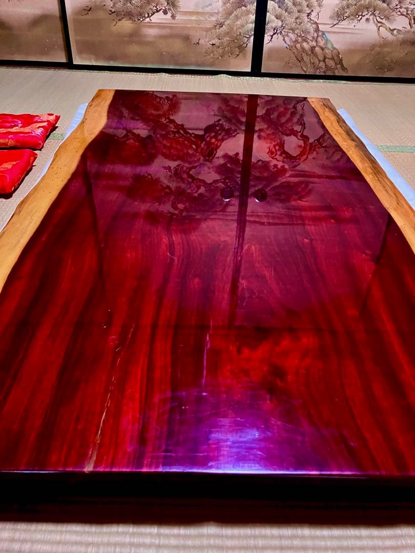 天然木一枚板 座卓テーブル 脚・座卓脚用小座布団付き