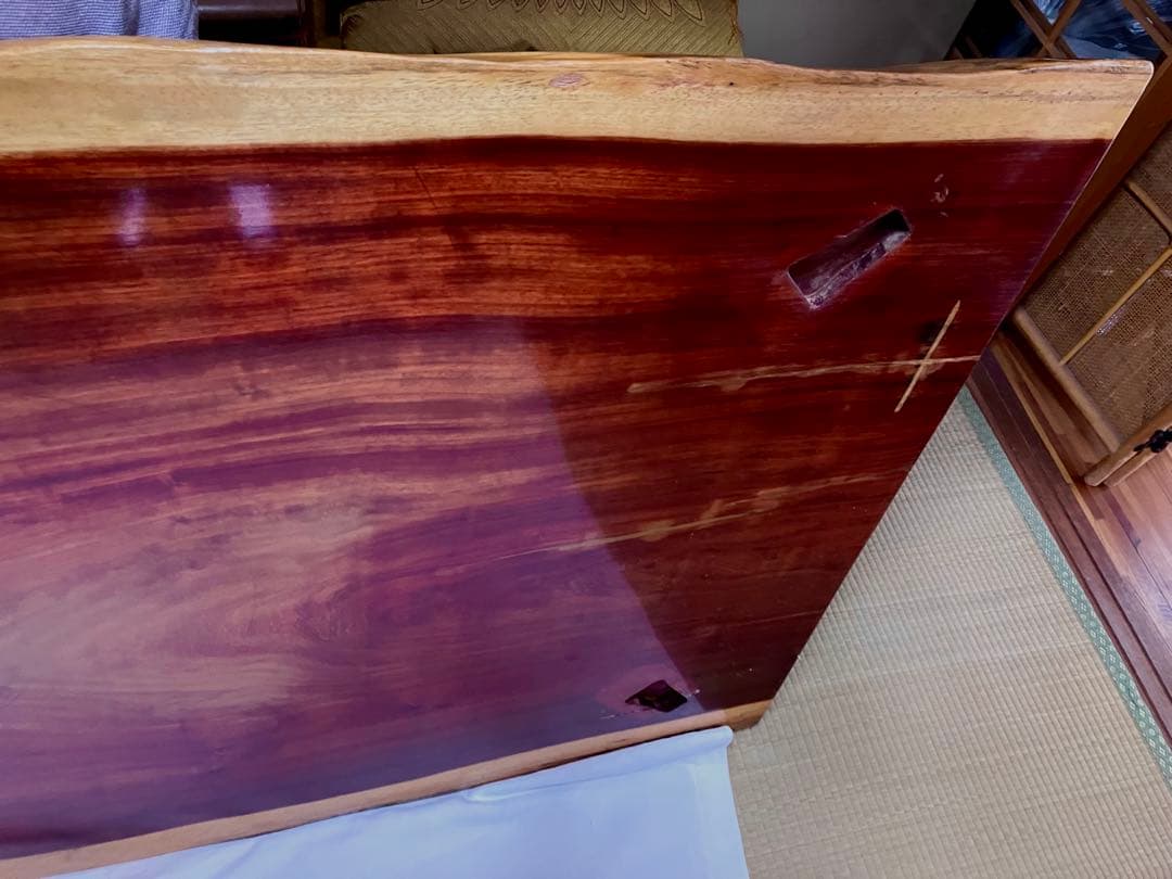 天然木一枚板 座卓テーブル 脚・座卓脚用小座布団付き