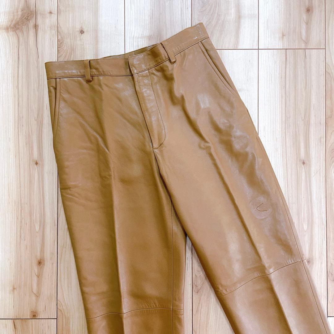 レア✨ロエベ　LOEWE　仔羊　レザー　レザーパンツ　キャメル　ユニセックス
