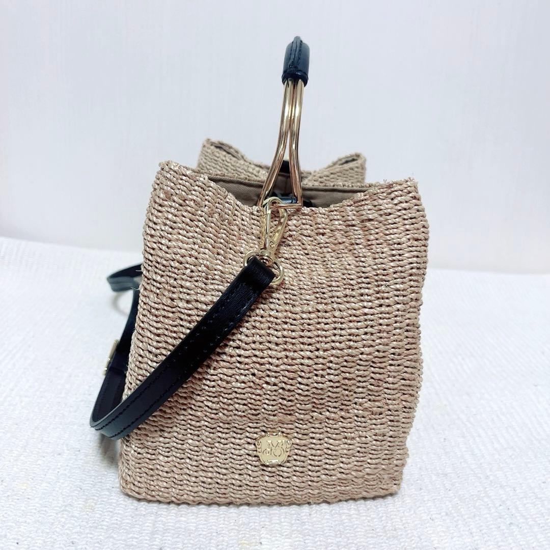 VIOLAd'ORO ヴィオラドーロ　2wayカゴバッグ　アバカ　スクエア型