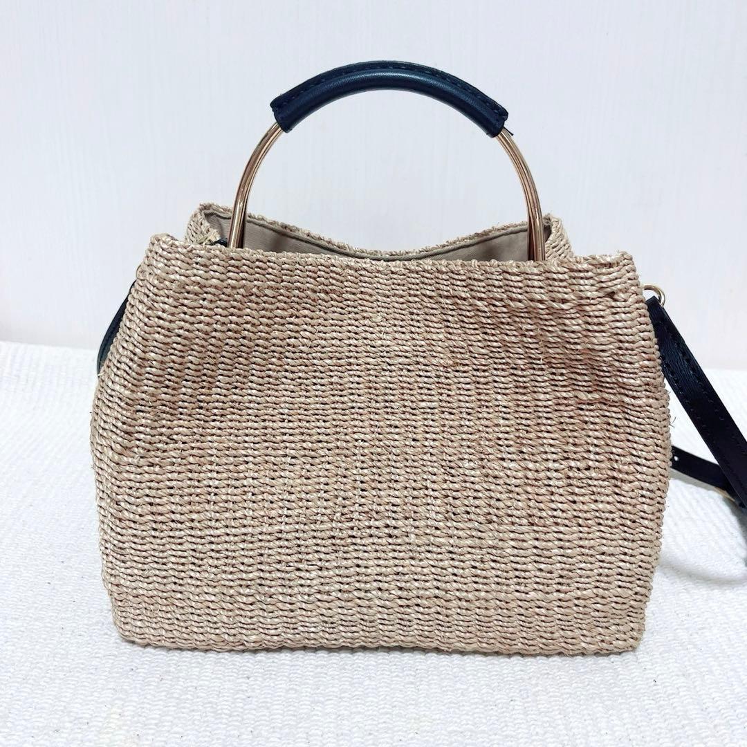 VIOLAd'ORO ヴィオラドーロ　2wayカゴバッグ　アバカ　スクエア型