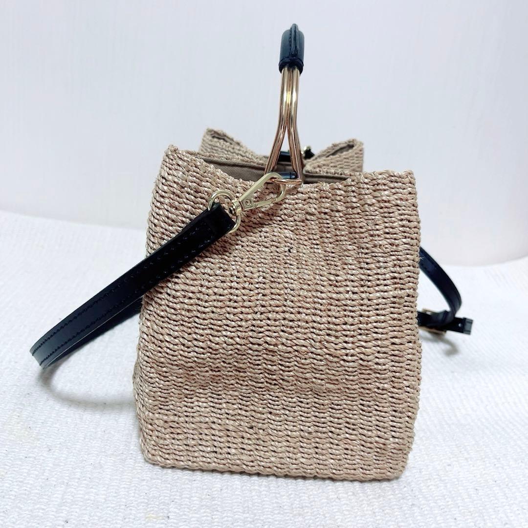 VIOLAd'ORO ヴィオラドーロ　2wayカゴバッグ　アバカ　スクエア型