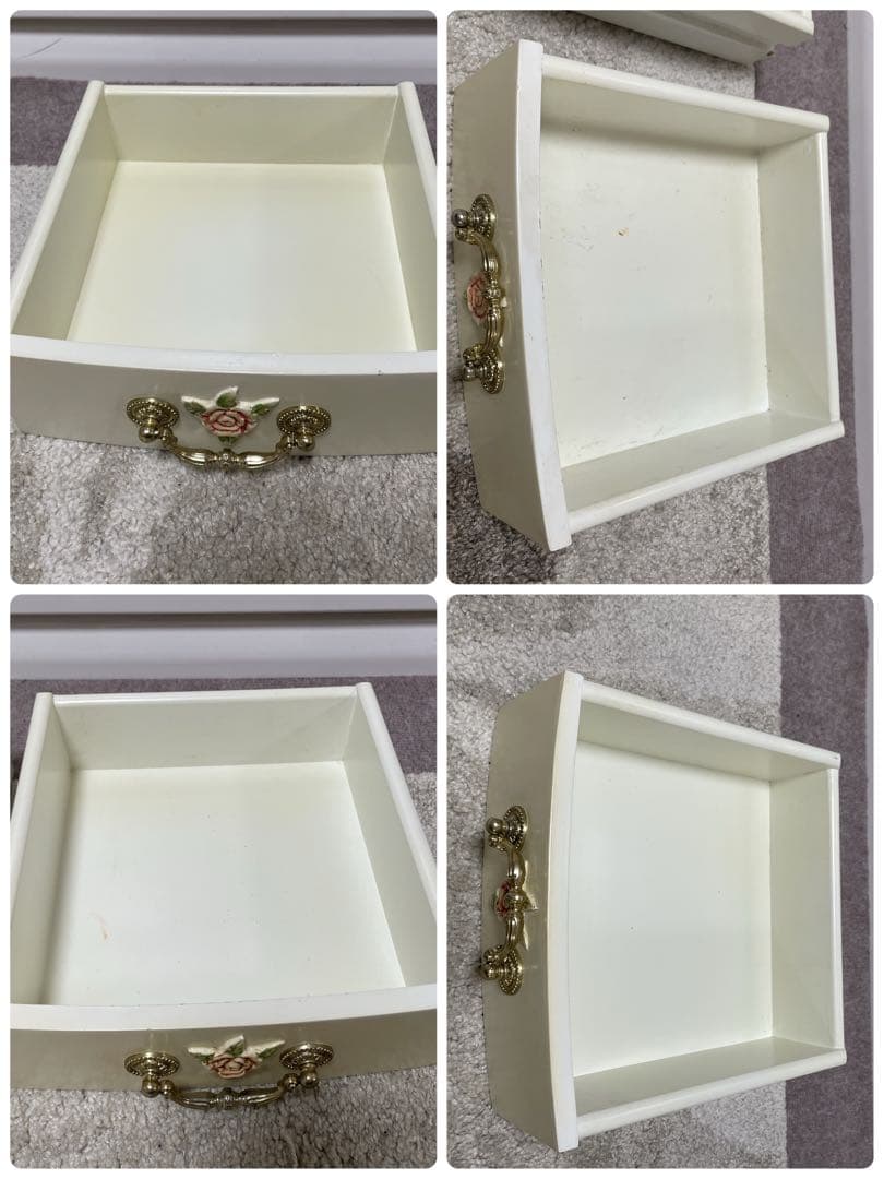 T*Ｋ様 4段 チェスト 55cm クラック仕上げ 白家具 姫系アンティーク 猫