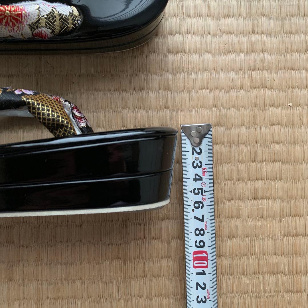 【最後の値下げ】和装用バッグと下駄セット　成人式バッグ黒　成人式草履黒