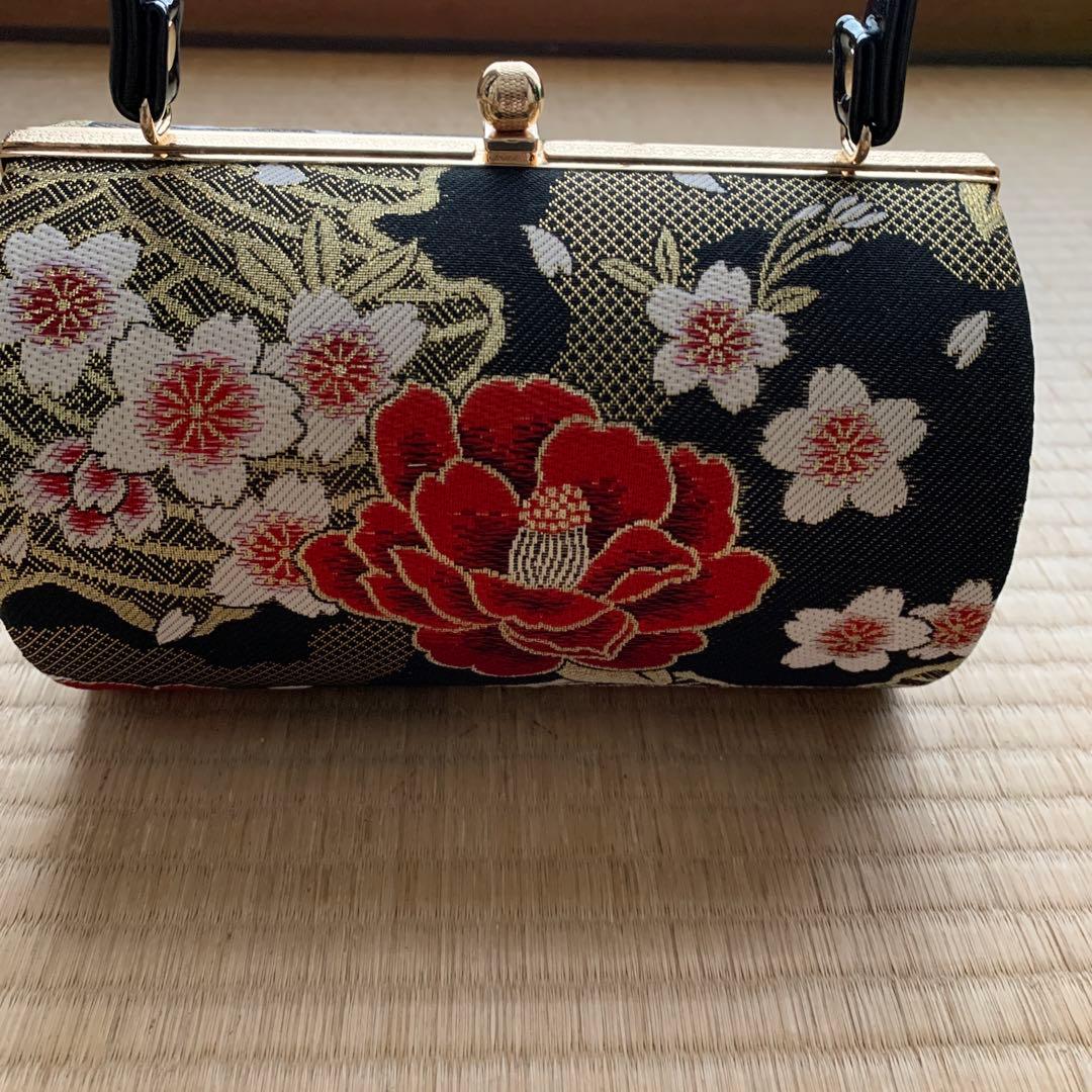 【最後の値下げ】和装用バッグと下駄セット　成人式バッグ黒　成人式草履黒