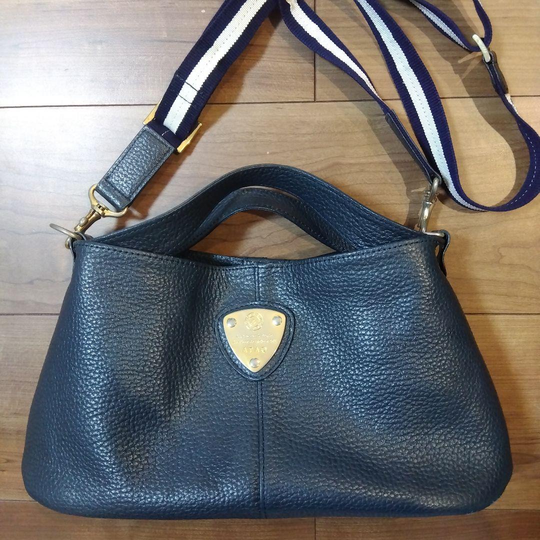 アタオ チヴィ 2way ショルダーバッグ ハンドバッグ レザー ネイビー