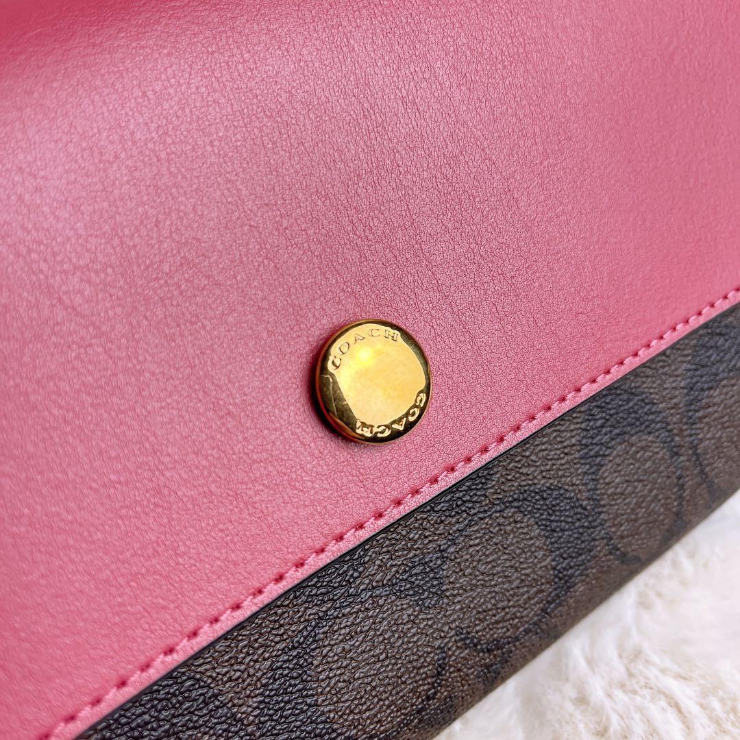 極美品☆COACHコーチ2wayショルダーバッグ シグネチャー ブラウン