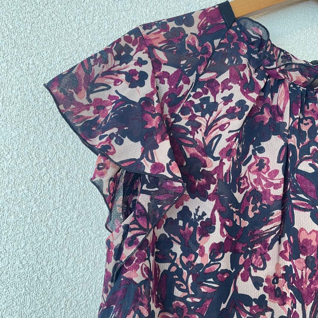 アナイ 38 アートフローラルプリント ブラウス アシメパンツ セットアップ