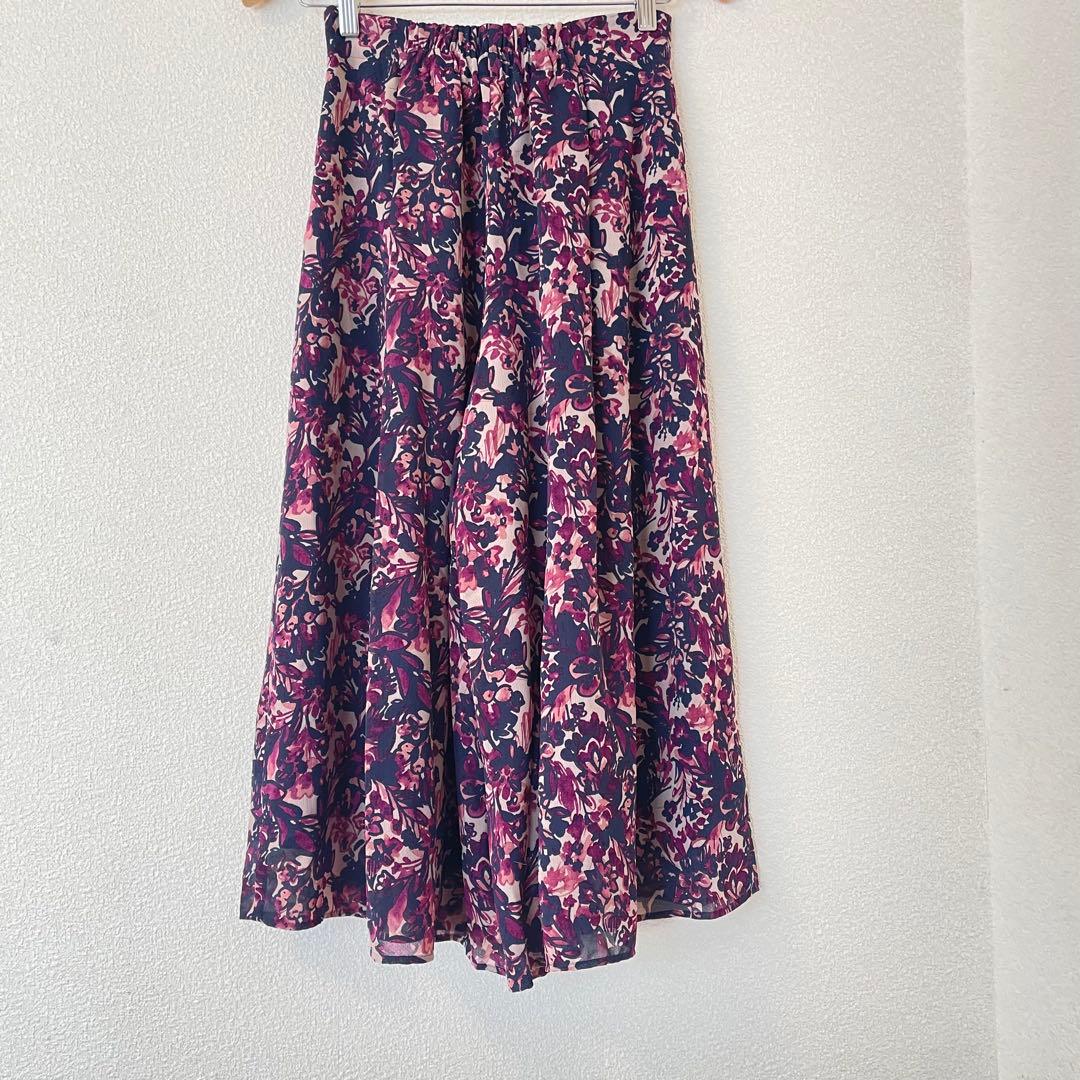 アナイ 38 アートフローラルプリント ブラウス アシメパンツ セットアップ