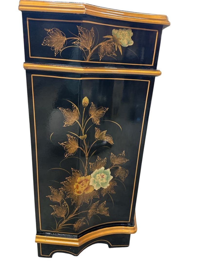 逸品 黒漆 中国美術 花鳥文様 キャビネット箪笥/アンティーク