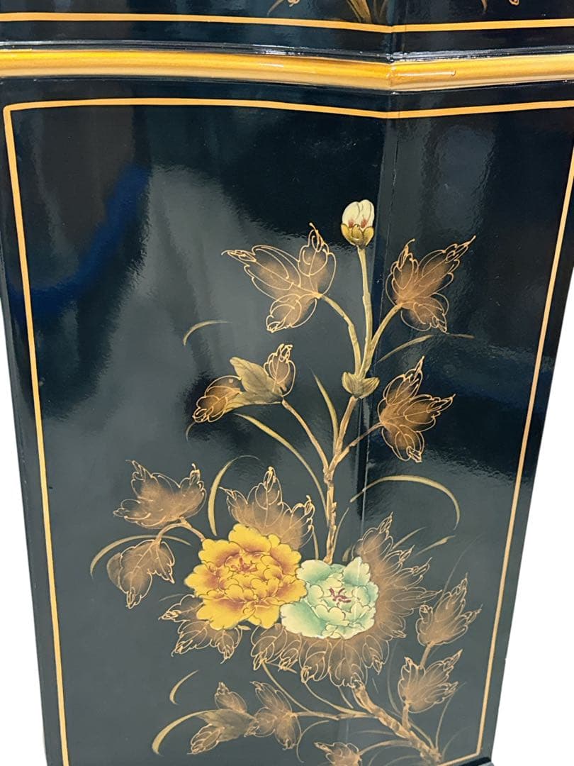 逸品 黒漆 中国美術 花鳥文様 キャビネット箪笥/アンティーク