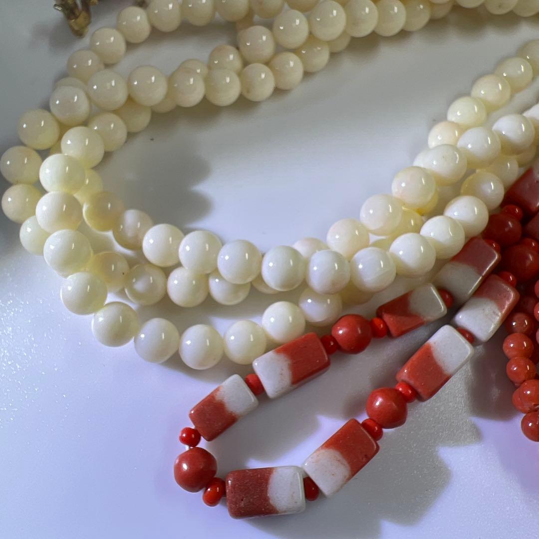 本赤珊瑚　ネックレス色々　袋込267g 東Y8-0122☆2F