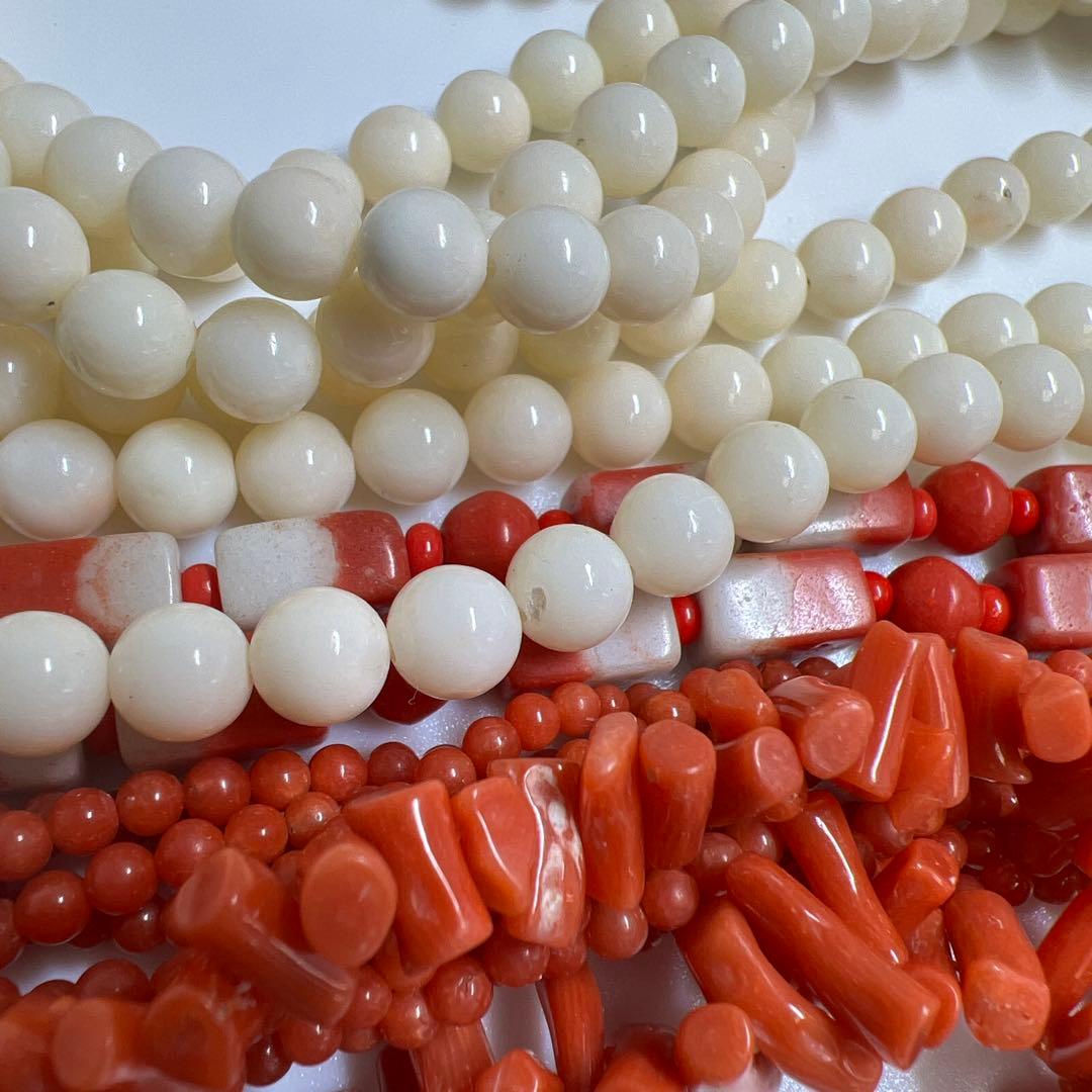 本赤珊瑚　ネックレス色々　袋込267g 東Y8-0122☆2F