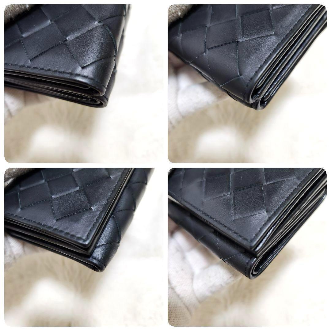 ✨ほぼ未使用　付属品完備✨ボッテガ　三つ折り　イントレチャート　レザー　ブラック