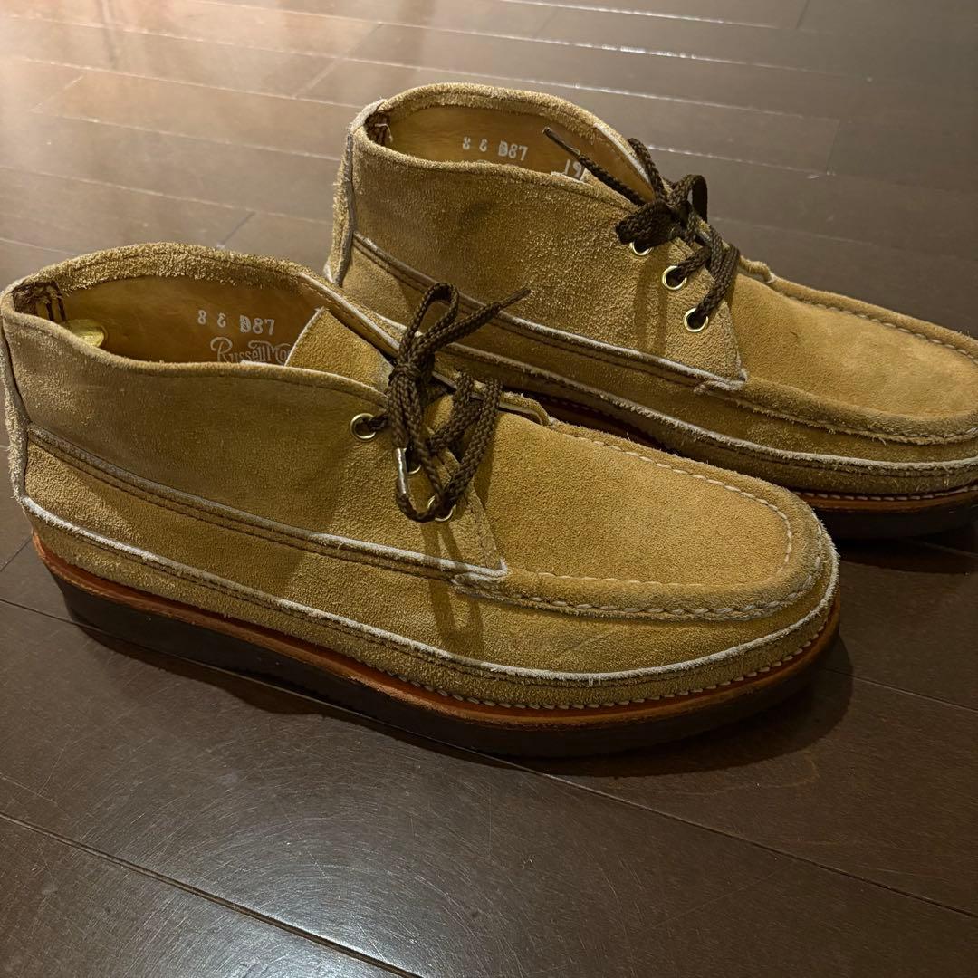 ベージュ スエード ワークブーツ レースアップ ラッセルモカシン 8E 美品
