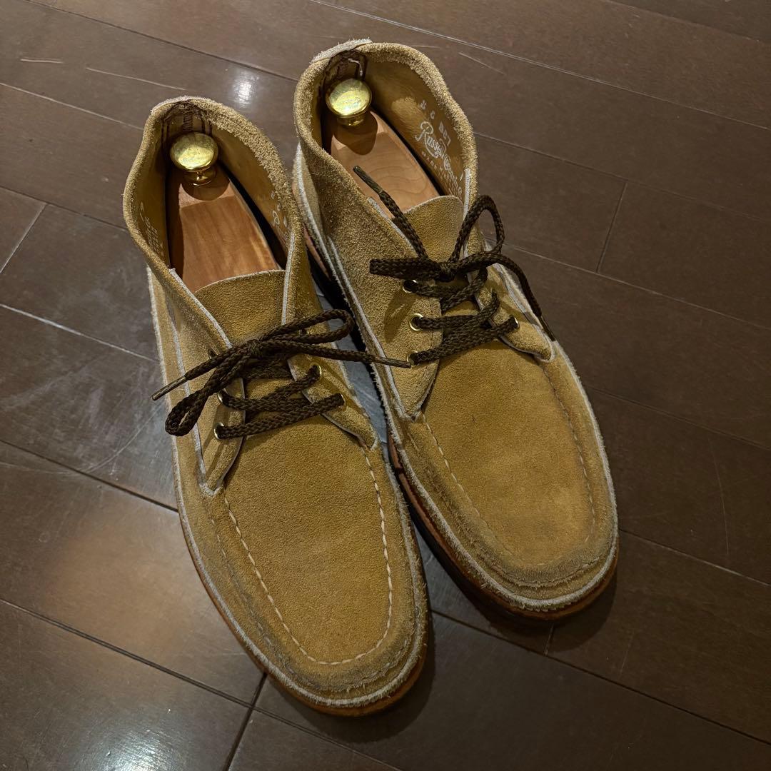 ベージュ スエード ワークブーツ レースアップ ラッセルモカシン 8E 美品