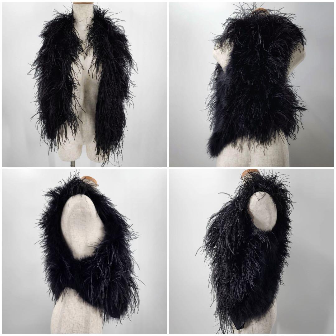 【新品未使用タグ無】if six was nine フェザー＆レザーベスト ジレ