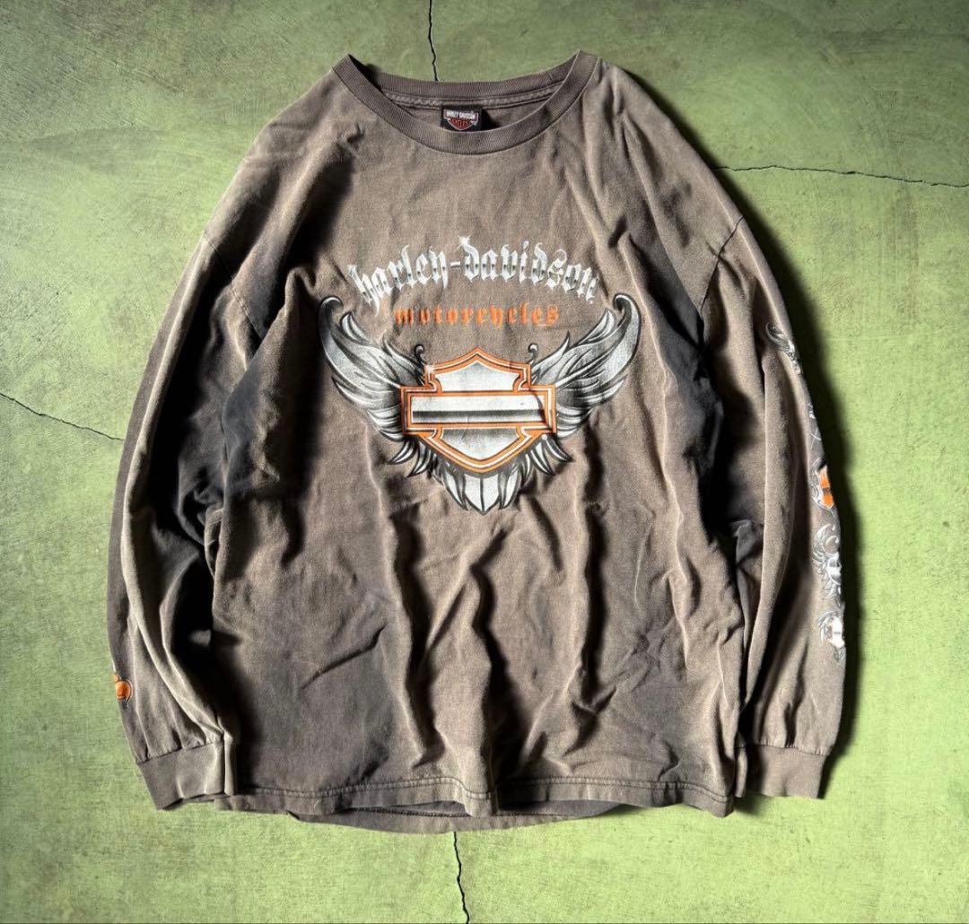 【USA製】鬼フェード Harley-Davidson ロンT ヴィンテージ