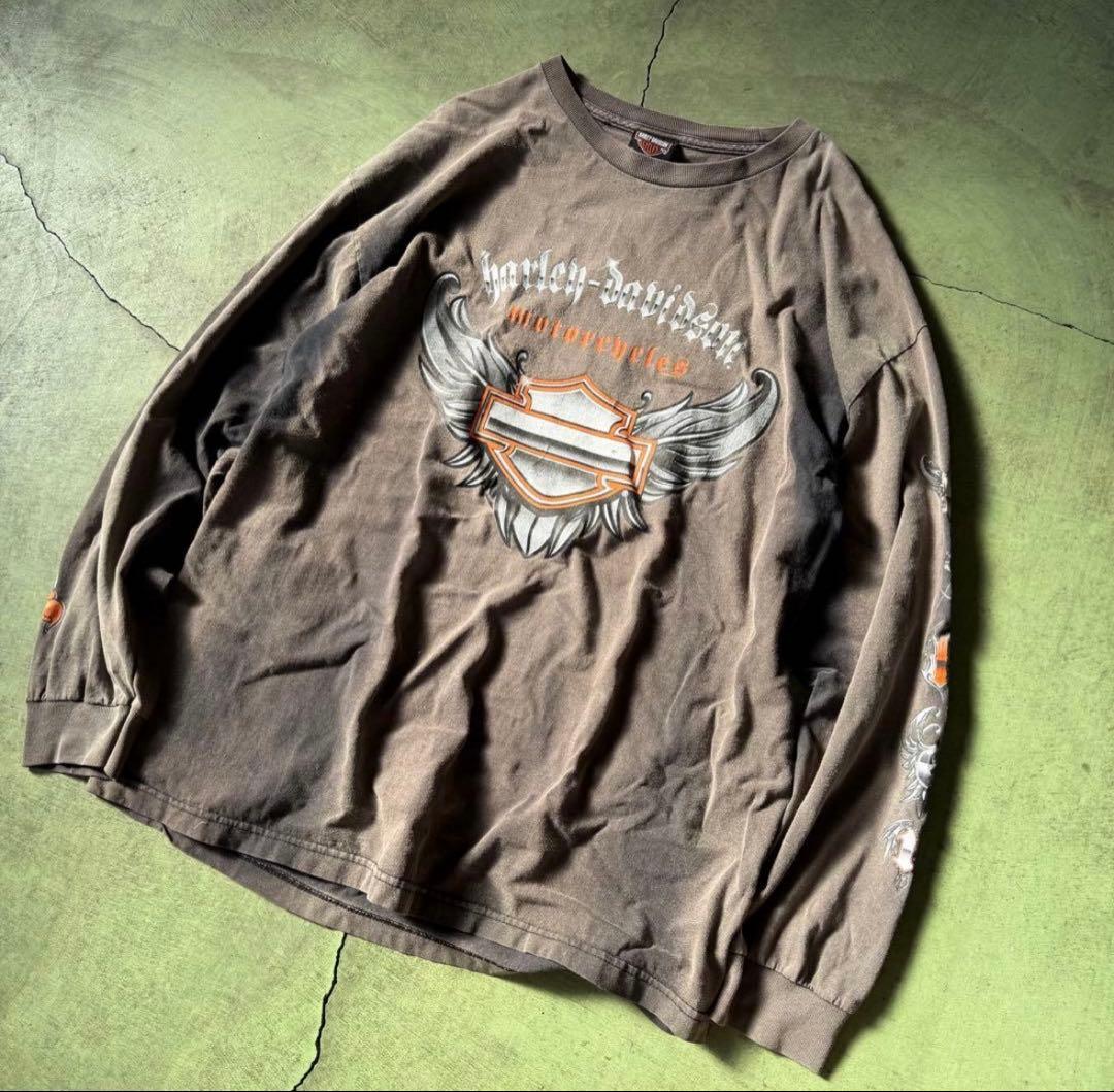 【USA製】鬼フェード Harley-Davidson ロンT ヴィンテージ