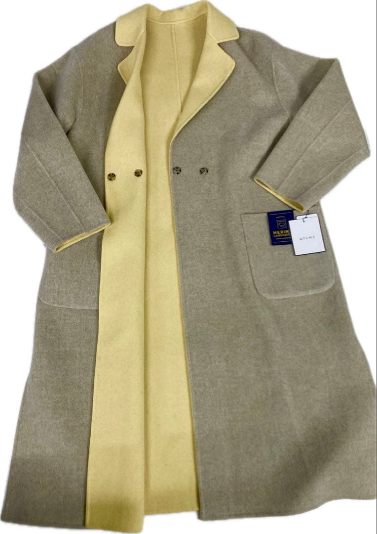 新品タグ付　定価52,800円　配色　バイカラー ロングコート　オーバーサイズ