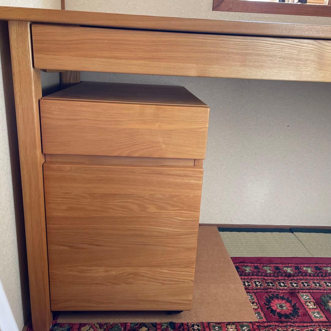 【廃盤】無印良品MUJI 学習机　セット キャビネット　キャスター付き　タモ材