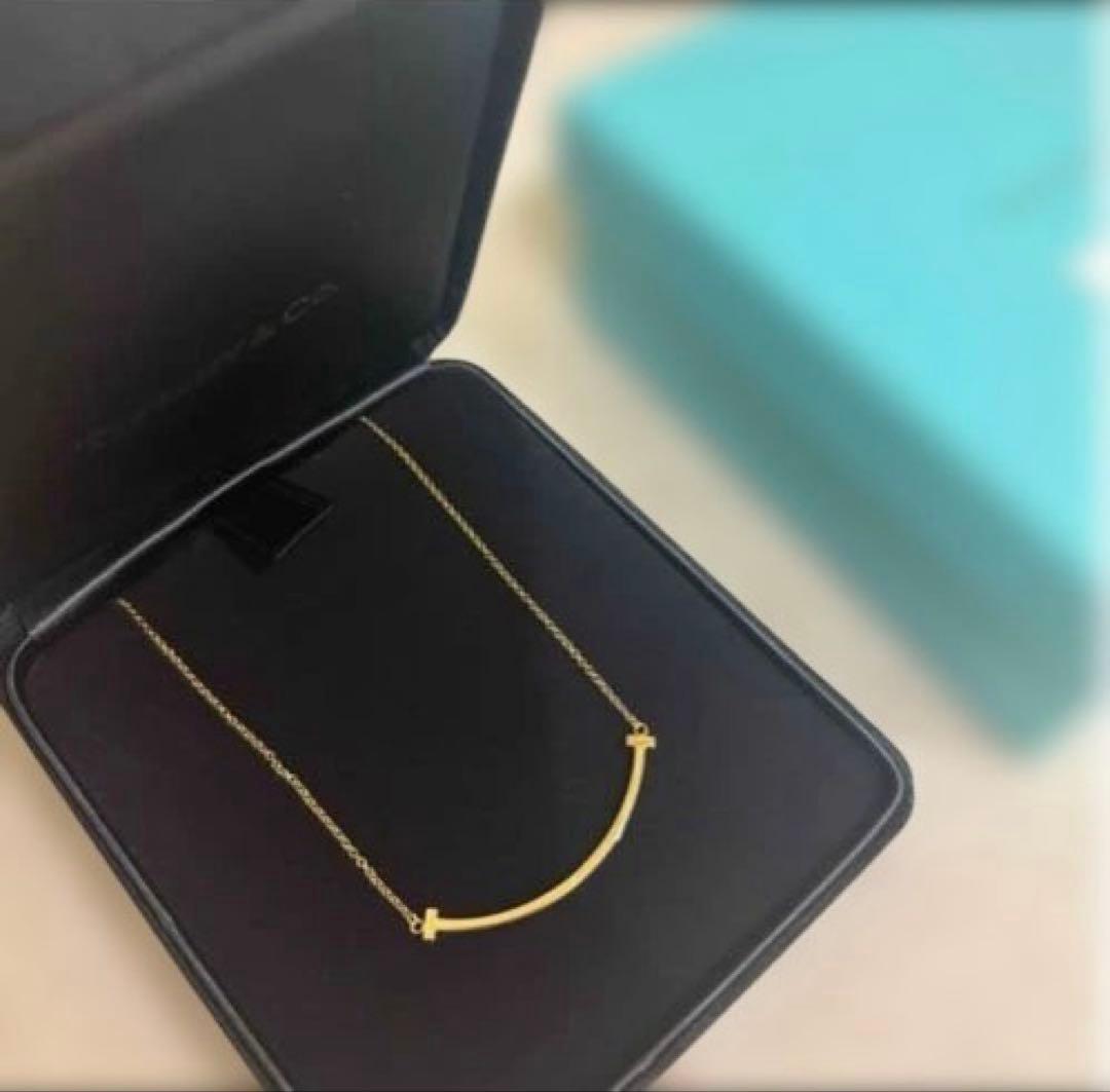 美品★TiffanyティファニーTスマイルネックレス　スモール　イエローゴールド