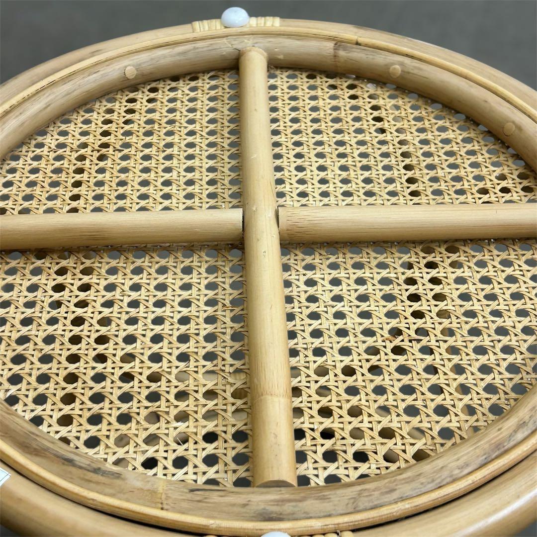 【状態良好】unico WEAVA ウィーバ サイドテーブル ラタン ガラス天板