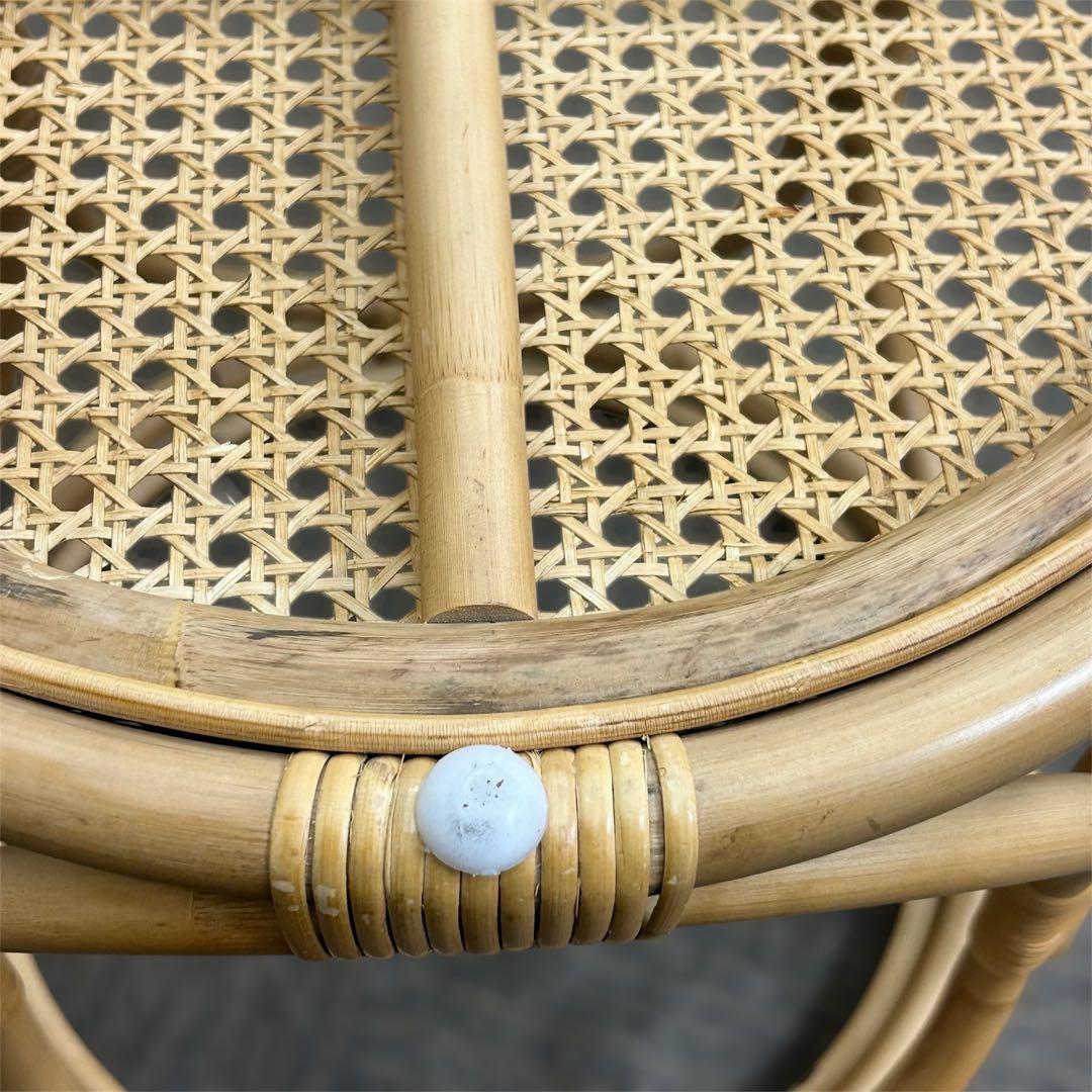 【状態良好】unico WEAVA ウィーバ サイドテーブル ラタン ガラス天板