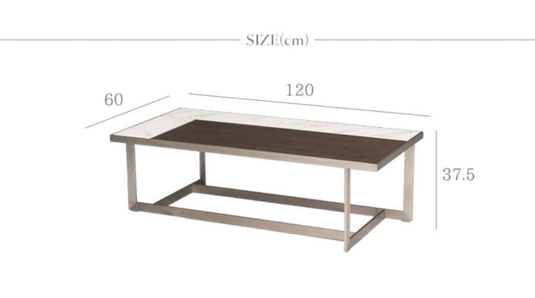 大幅値下げ【美品】大理石風セラミックグレー×塗装ウォルナット　ローテーブル