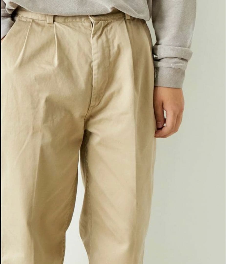 オアスロウ　ツータックワイドトラウザー カーキ ベージュ レディースチノパン