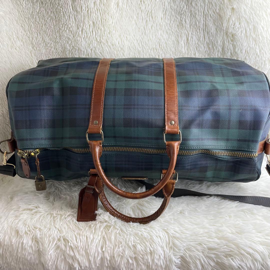 【美品】ポロラルフローレン ボストンバッグ　チェック柄　大容量 旅行 2way