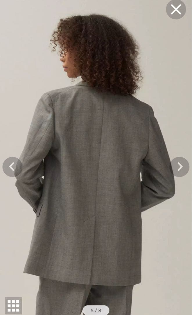 ATON WOOL LINEN SHARKSKIN | ダブルジャケット グレー