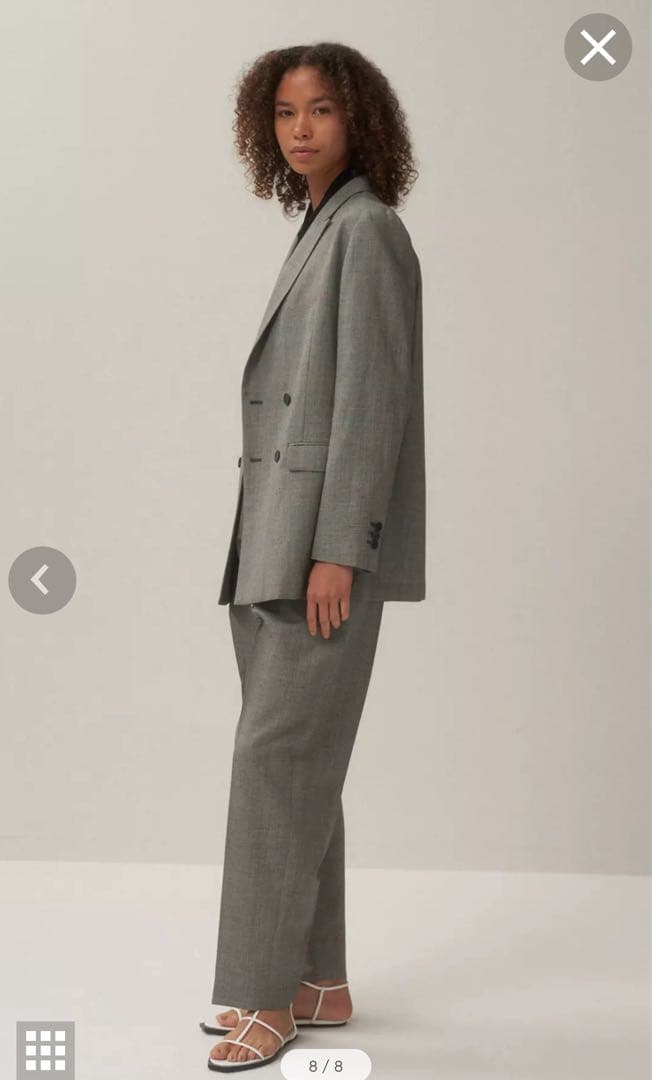 ATON WOOL LINEN SHARKSKIN | ダブルジャケット グレー