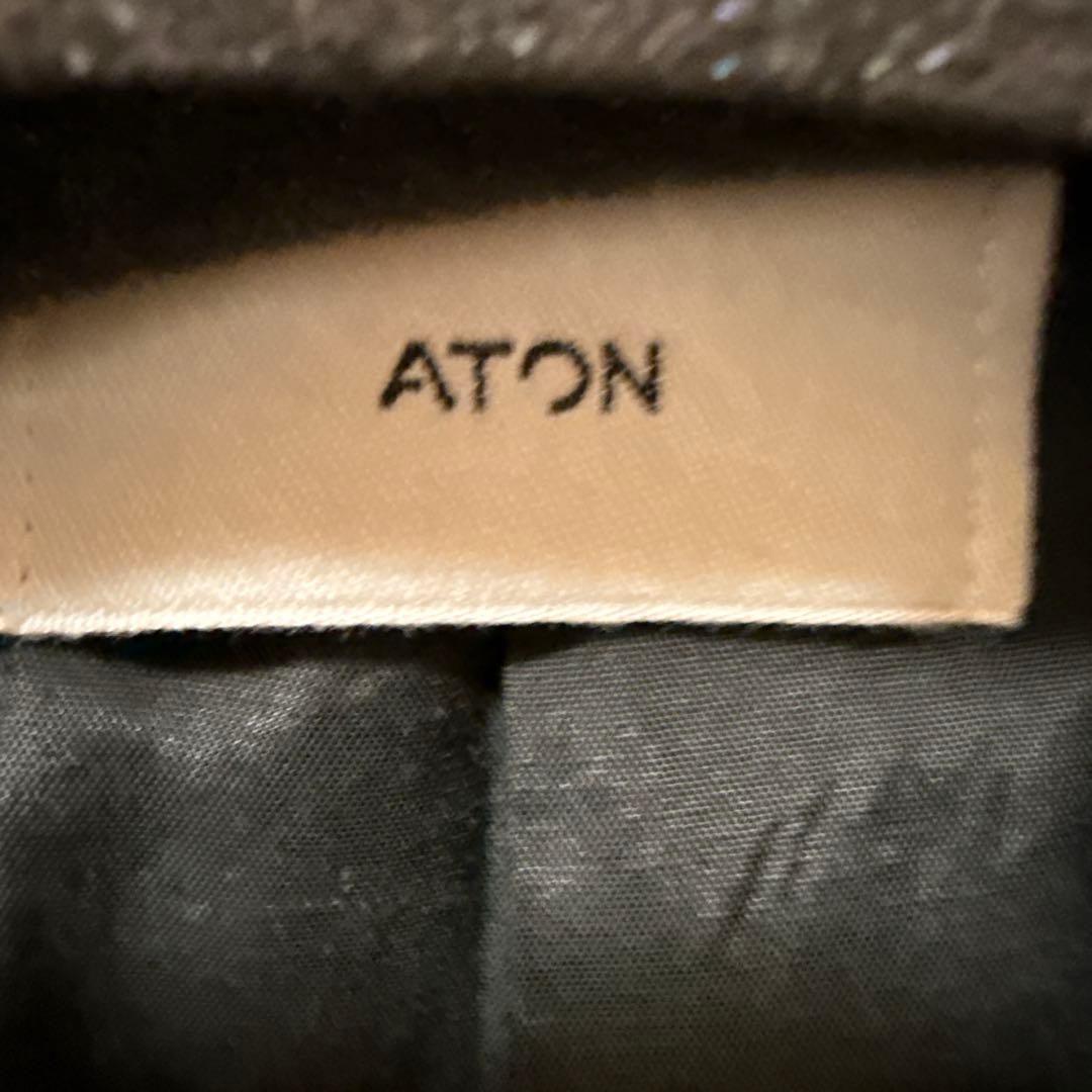 ATON WOOL LINEN SHARKSKIN | ダブルジャケット グレー