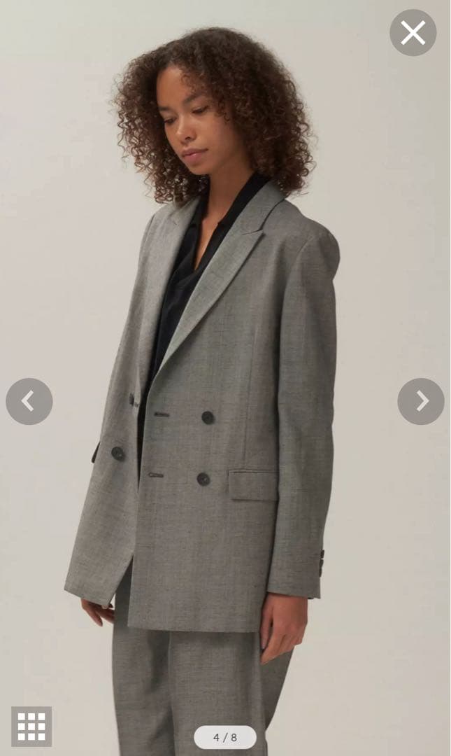 ATON WOOL LINEN SHARKSKIN | ダブルジャケット グレー