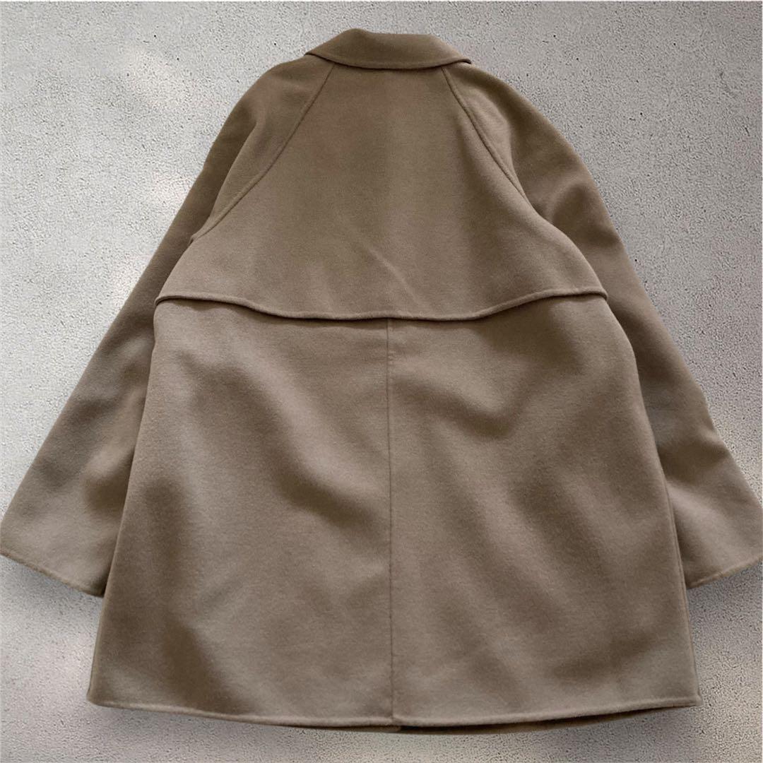 【美品】INDIVI 36 ハミルトンラムズウール ステンカラーリバーコート