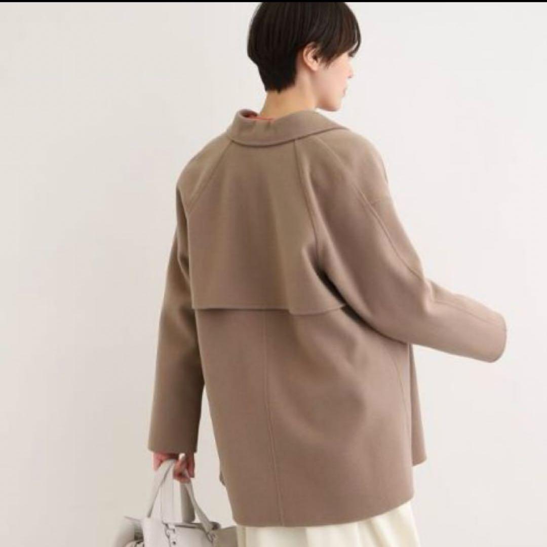 【美品】INDIVI 36 ハミルトンラムズウール ステンカラーリバーコート