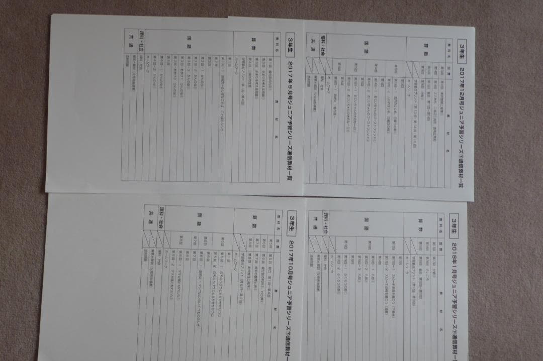 【未使用】【小3】【四谷大塚】ジュニア予習シリーズ　9月10月11月12月1月