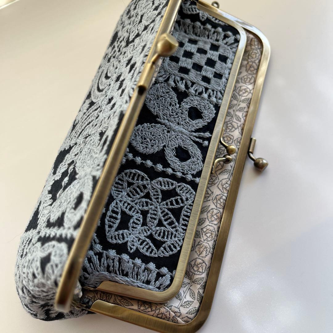 ハンドメイド　がま口長財布　ミナペルホネン　forest tile